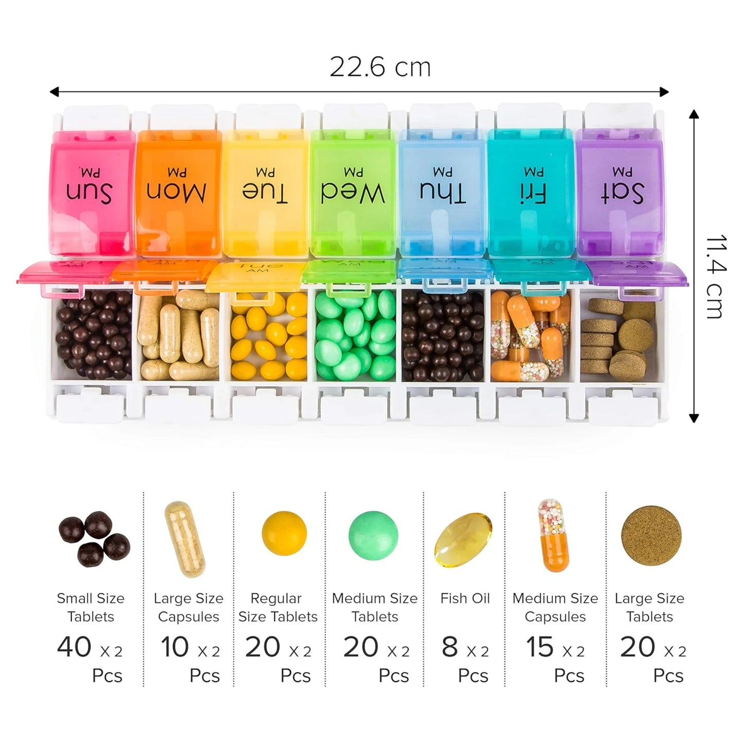 Push Button Weekly Pill Organiser 2 Tier