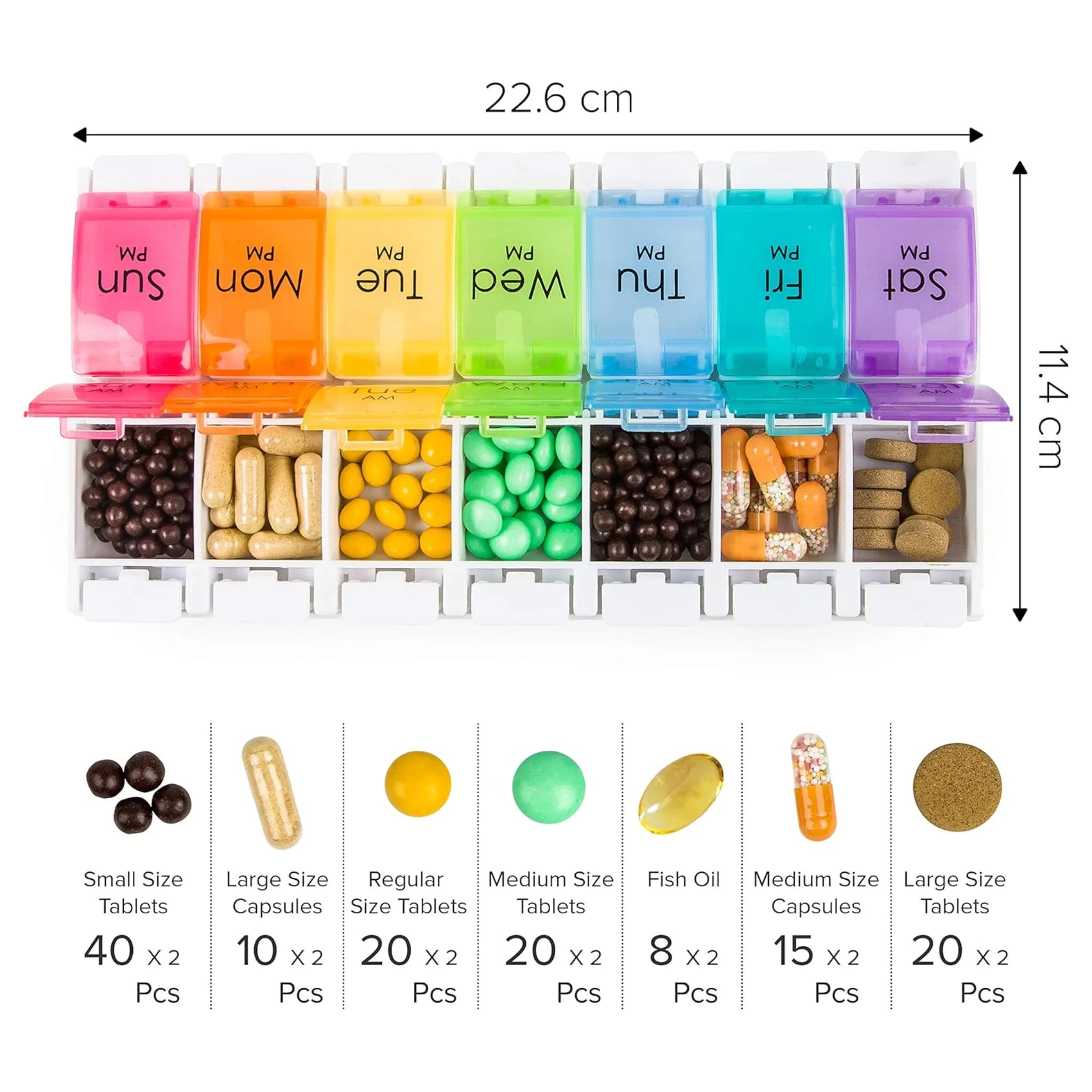 Push Button Weekly Pill Organiser 2 Tier