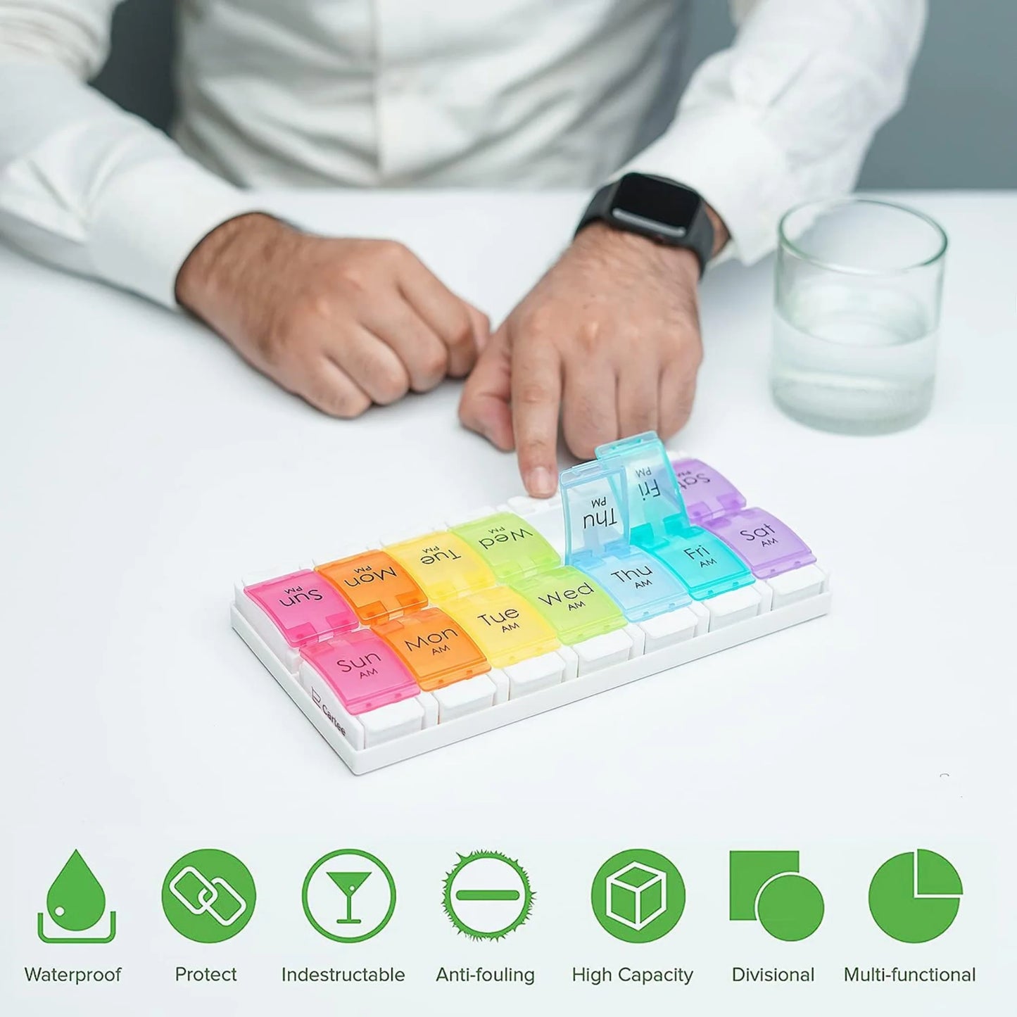 Push Button Weekly Pill Organiser 2 Tier