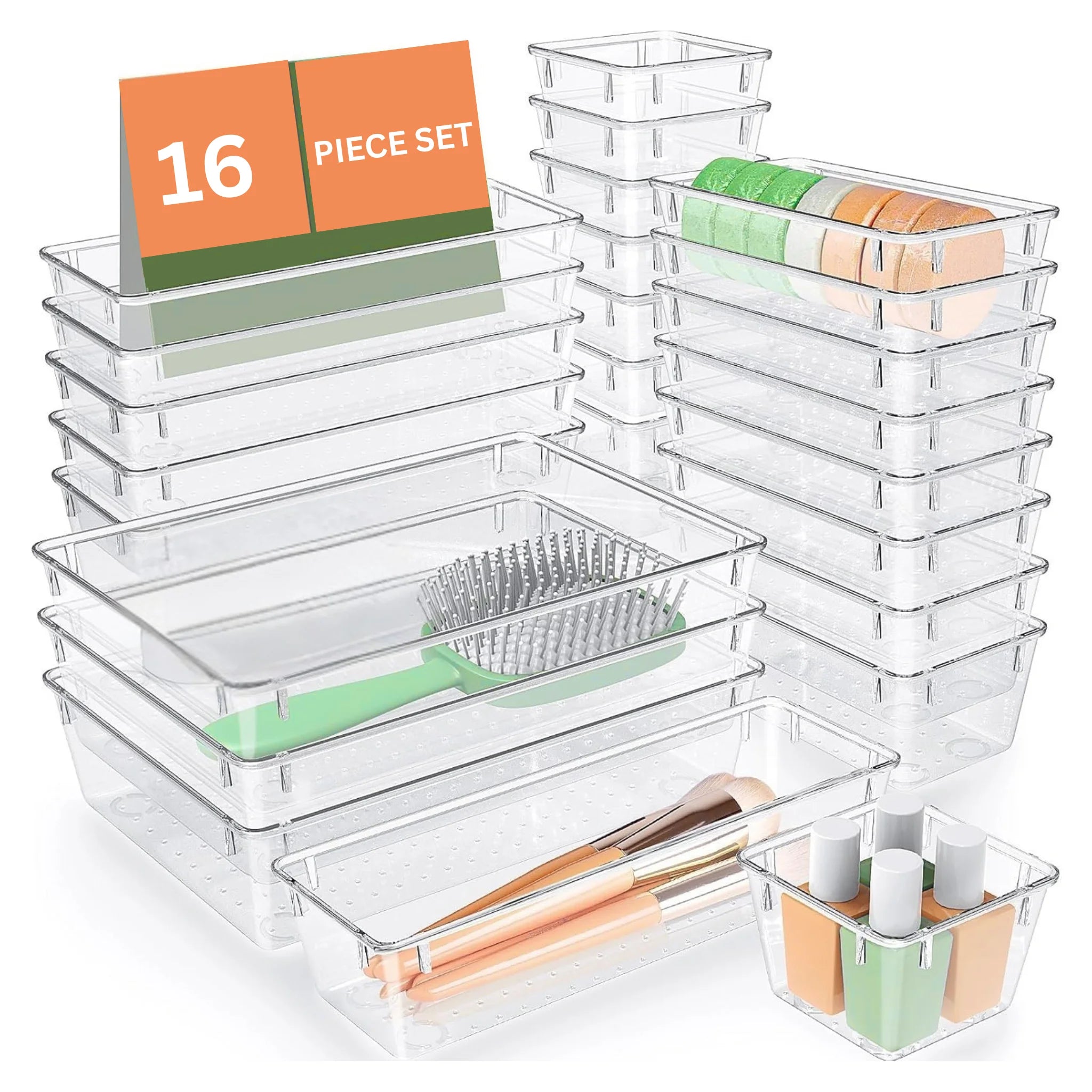 Clear Drawer Organiser for Makeup, Jewelry, Kitchen and Bathroom