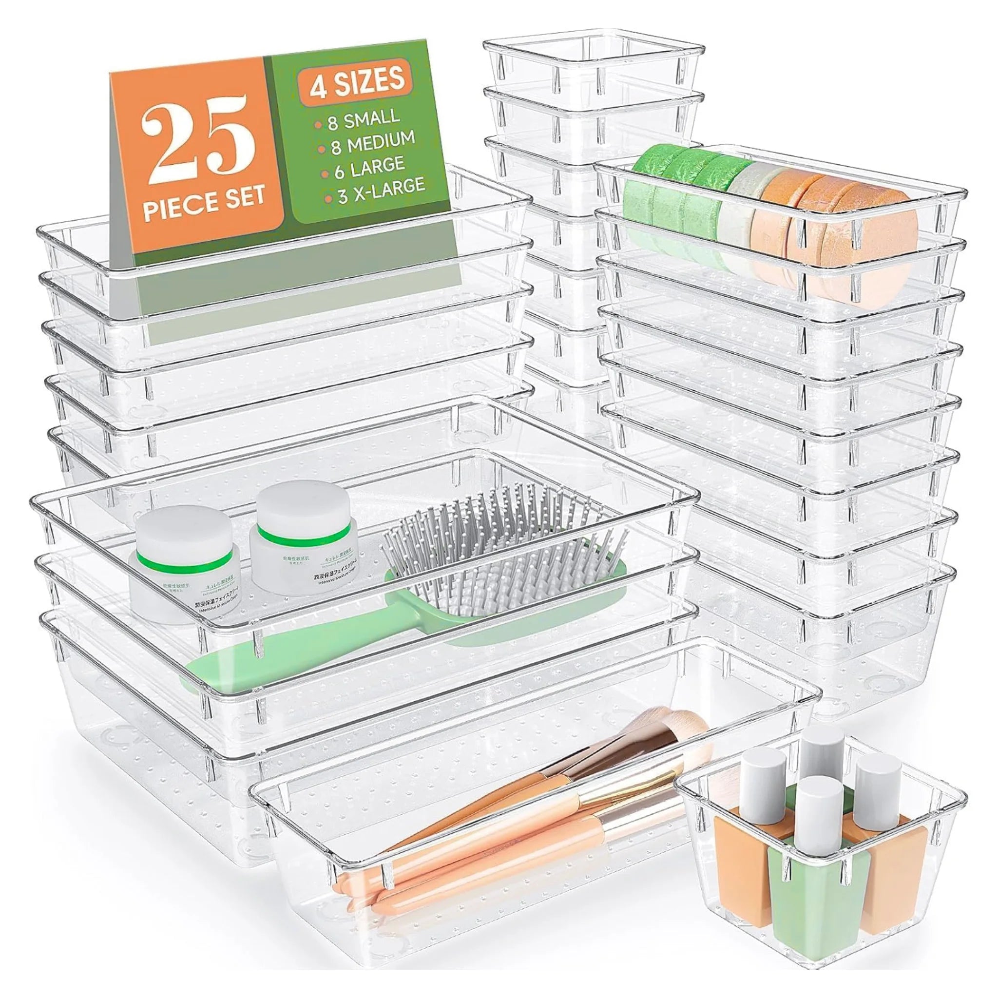 Clear Drawer Organiser for Makeup, Jewelry, Kitchen and Bathroom