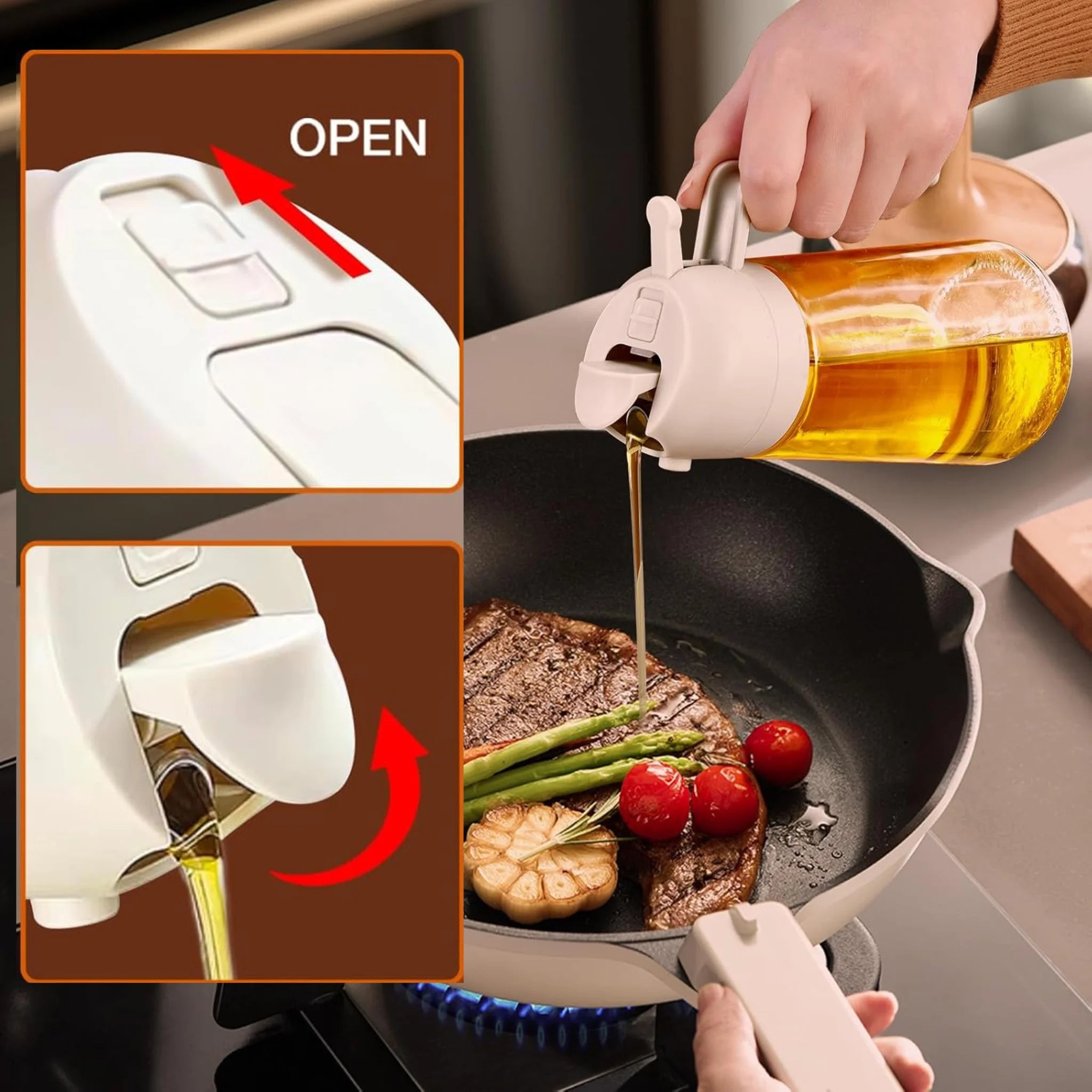 2-in-1 Oil Sprayer & Dispenser Bottle – 550ml