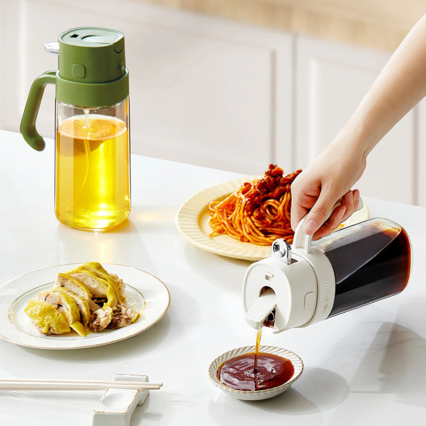 2-in-1 Oil Sprayer & Dispenser Bottle – 550ml