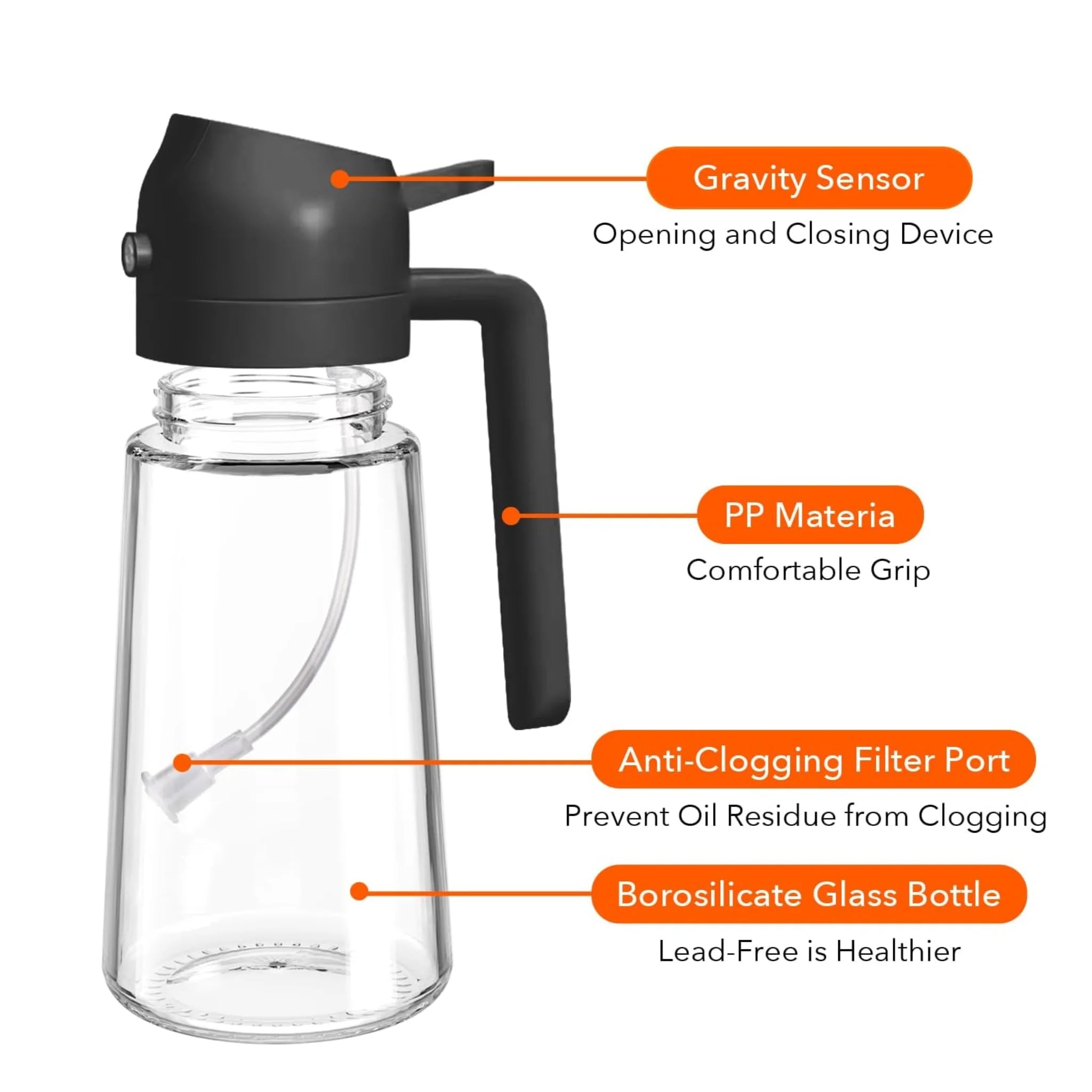 2-in-1 Oil Sprayer & Dispenser Bottle – 470ml (Pack of 2)