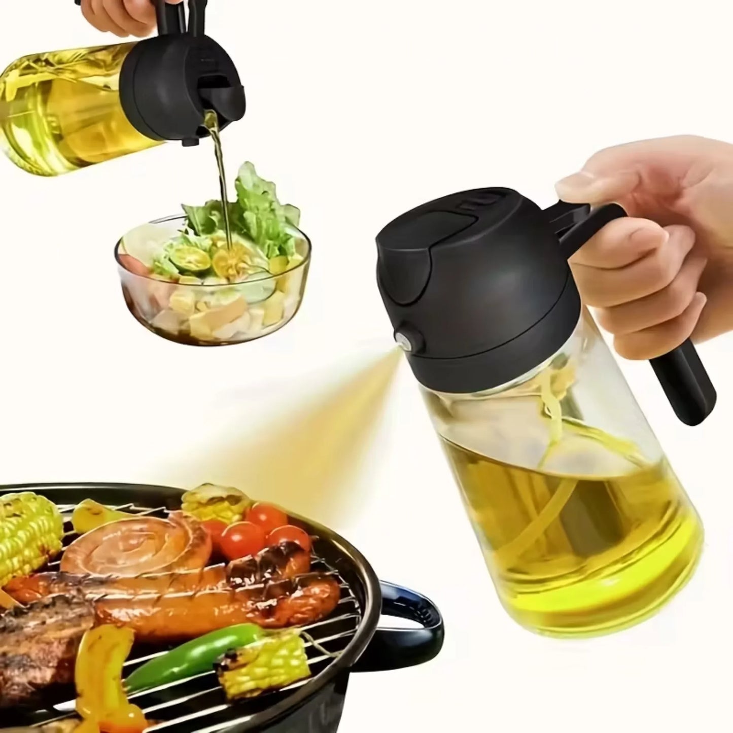 2-in-1 Oil Sprayer & Dispenser Bottle – 470ml (Pack of 2)
