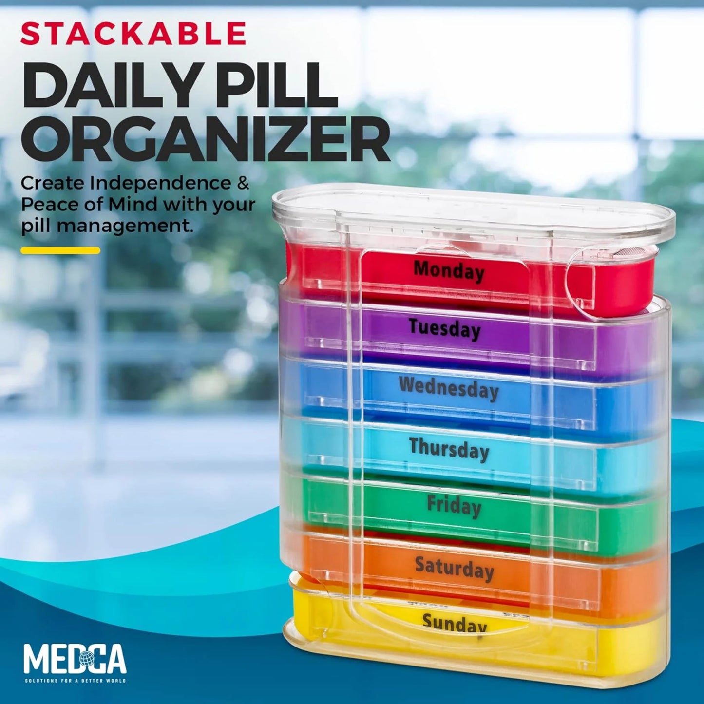 Portable weekly Stackable Pill Organiser