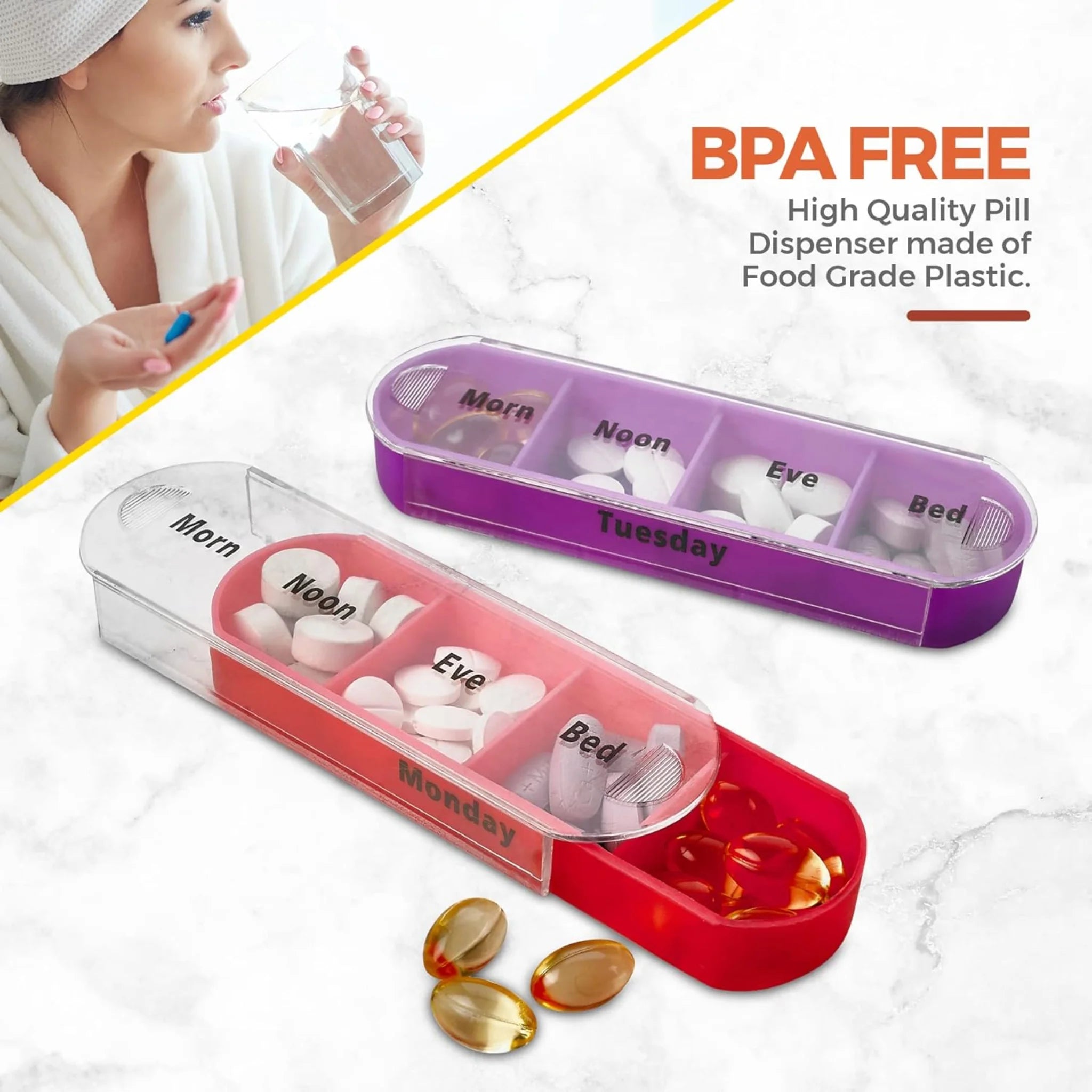 Portable weekly Stackable Pill Organiser